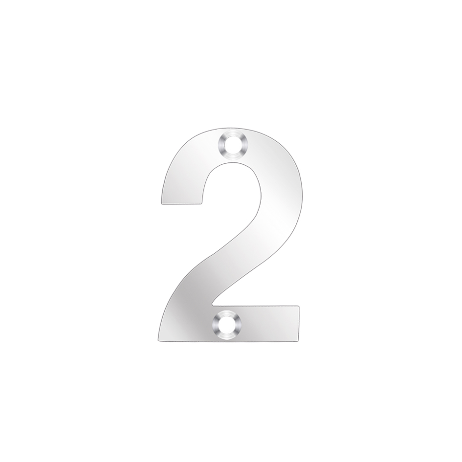Zoo Hardware ZSN02PS Door Numeral - No 2 - 50mm Polished Stainless