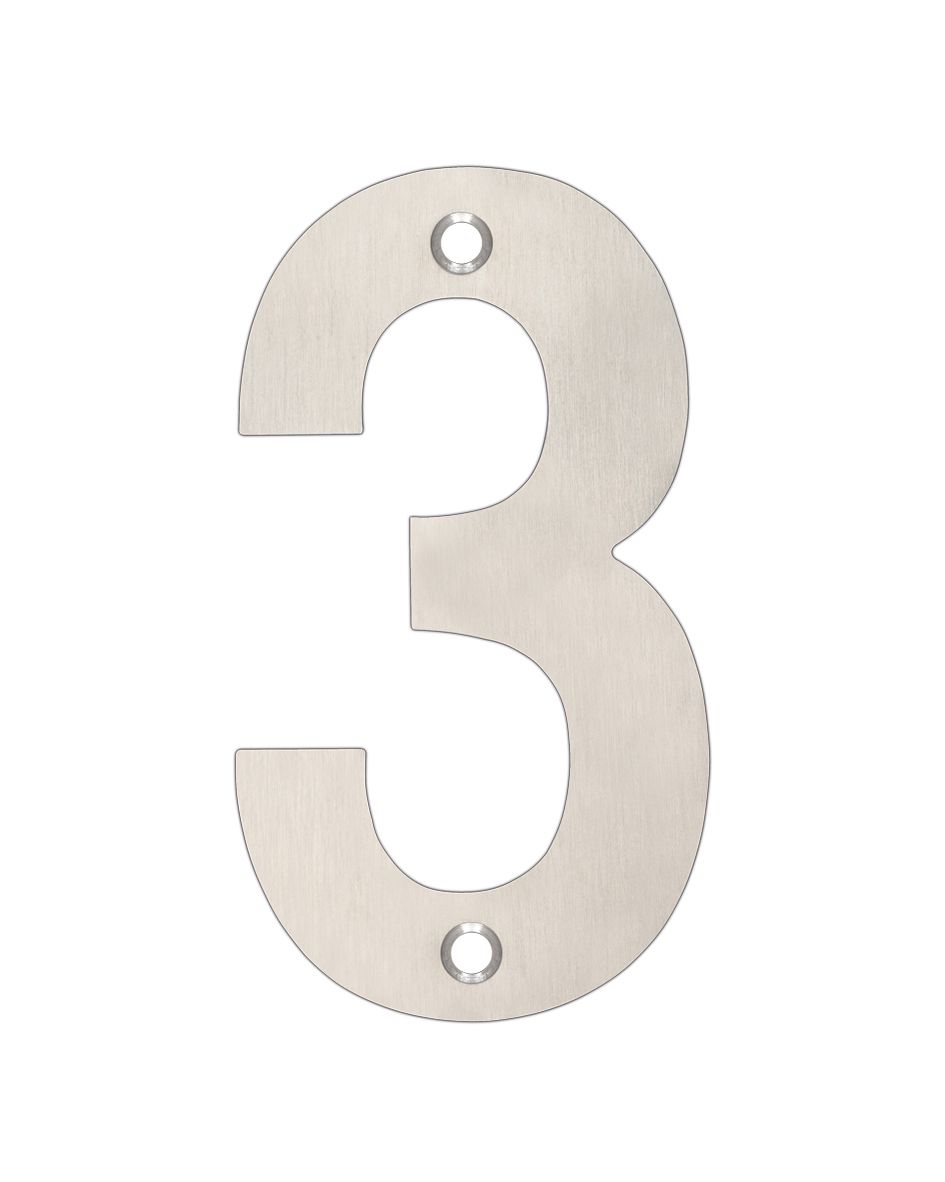 Zoo Hardware ZSN03BSS Door Numeral - No 3 - 102mm Satin Stainless