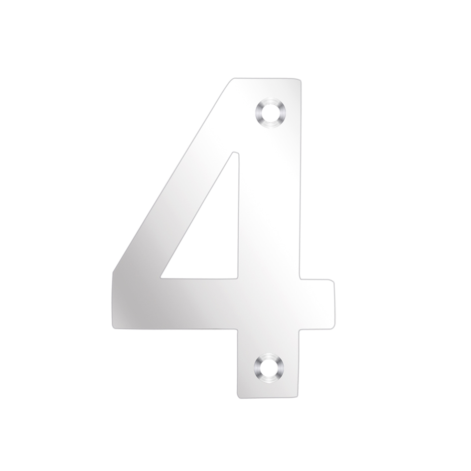 Zoo Hardware ZSN04APS Door Numeral - No 4 - 75mm Polished Stainless