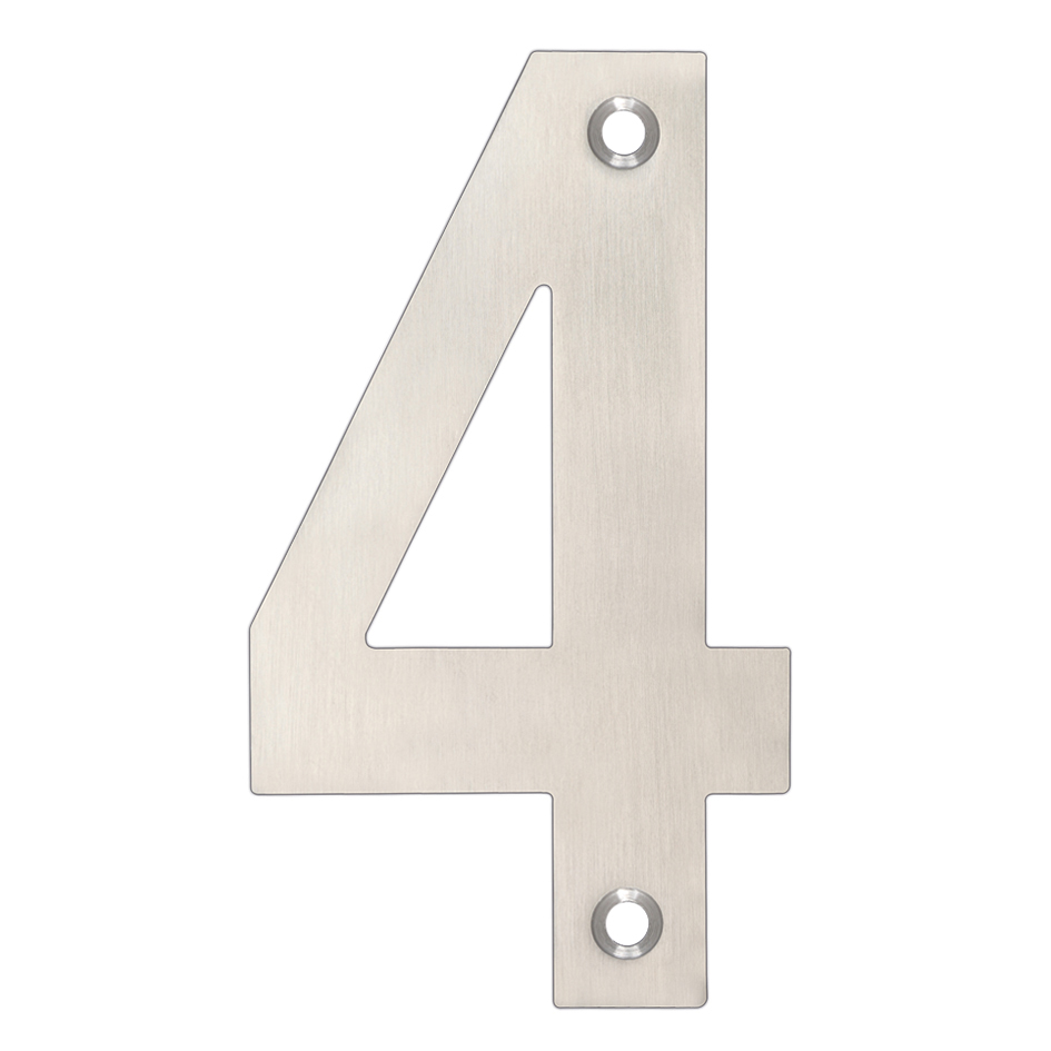Zoo Hardware ZSN04BSS Door Numeral - No 4 - 102mm Satin Stainless