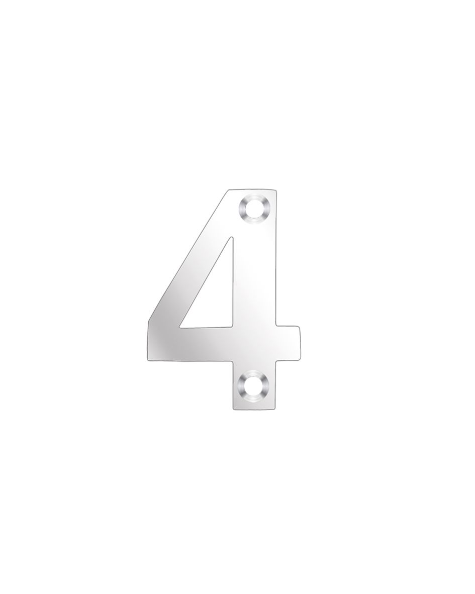 Zoo Hardware ZSN04PS Door Numeral - No 4 - 50mm Polished Stainless