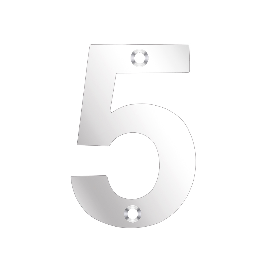 Zoo Hardware ZSN05APS Door Numeral - No 5 - 75mm Polished Stainless