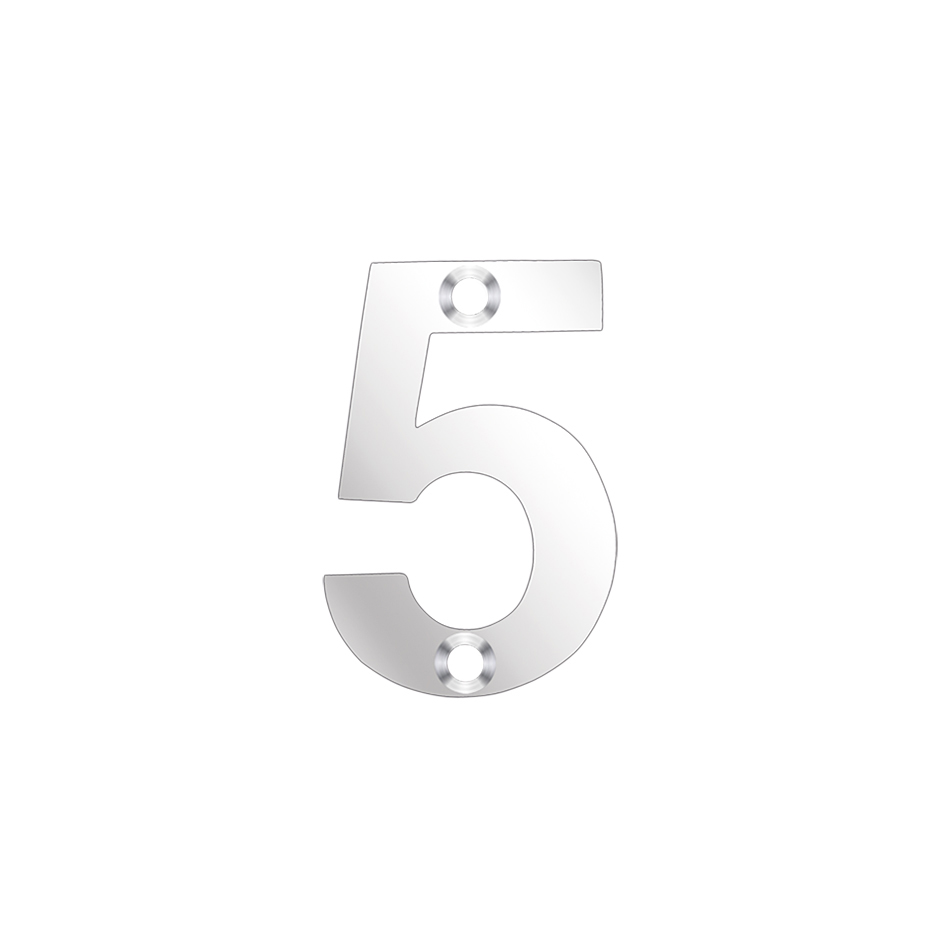Zoo Hardware ZSN05PS Door Numeral - No 5 - 50mm Polished Stainless