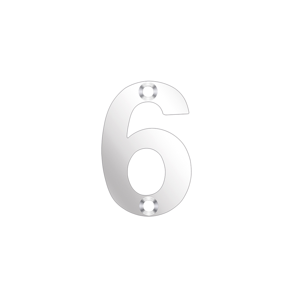 Zoo Hardware ZSN06PS Door Numeral - No 6 & 9 - 50mm Polished Stainless