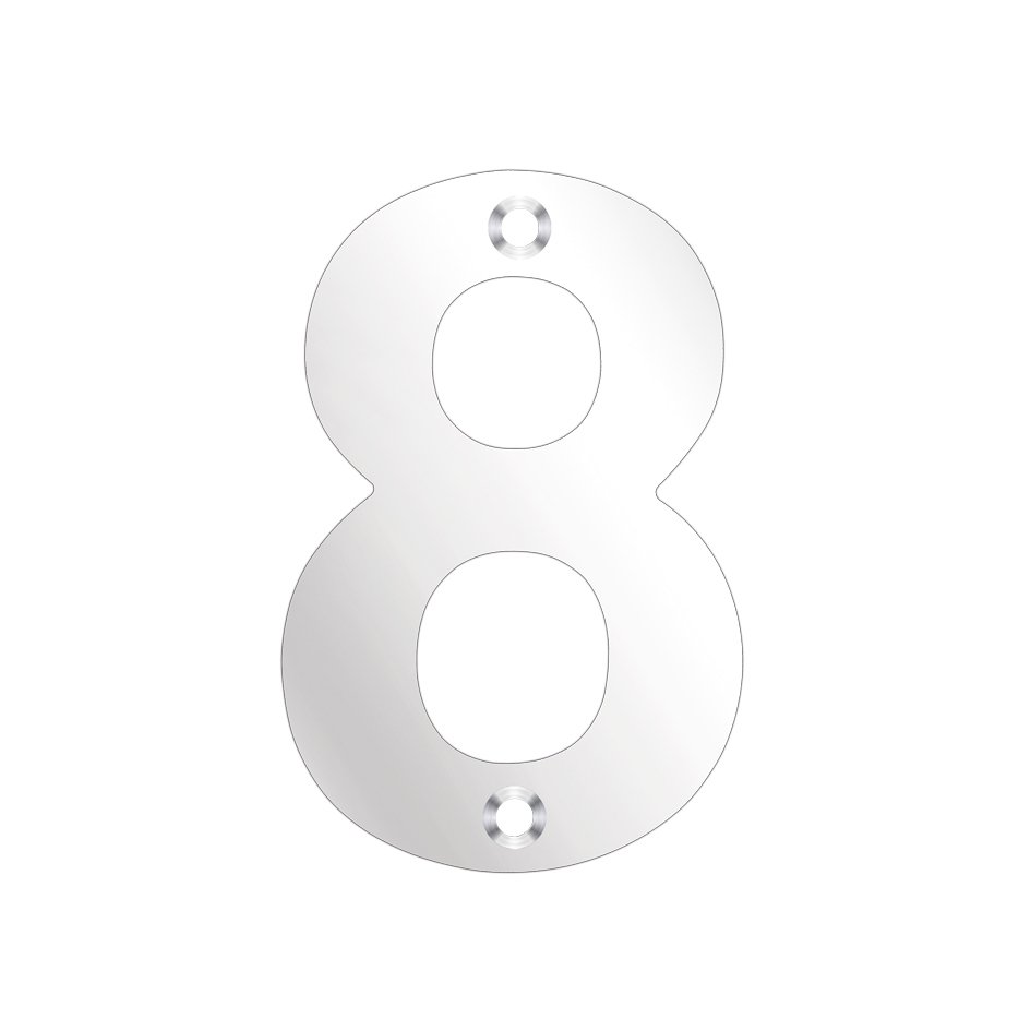 Zoo Hardware ZSN08APS Door Numeral - No 8 - 75mm Polished Stainless