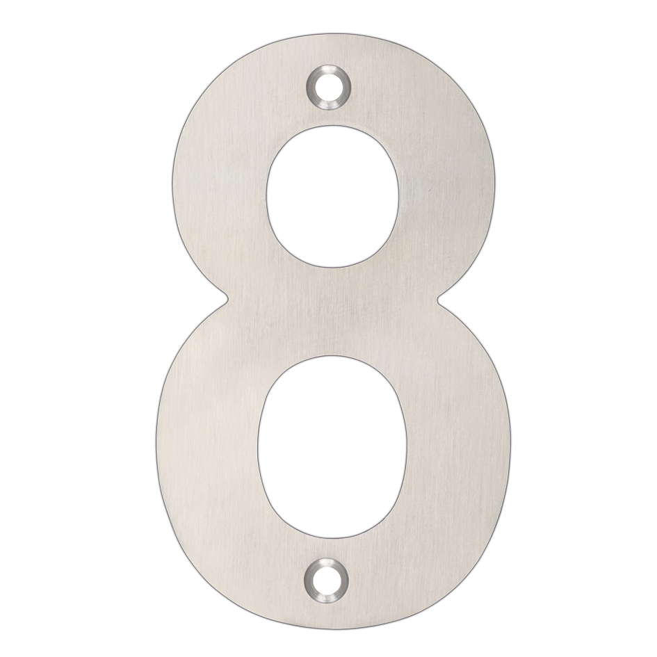 Zoo Hardware ZSN08BSS Door Numeral - No 8 - 102mm Satin Stainless
