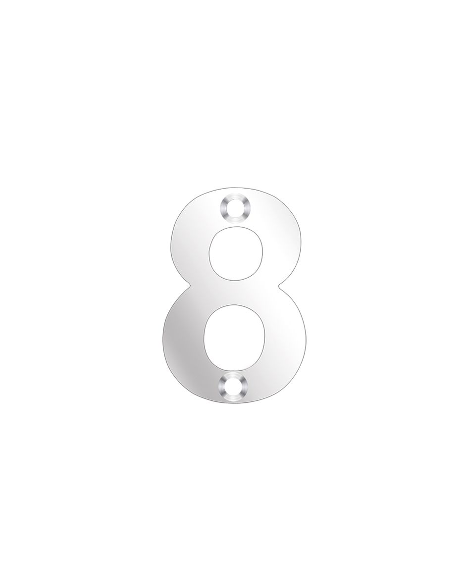 Zoo Hardware ZSN08PS Door Numeral - No 8 - 50mm Polished Stainless