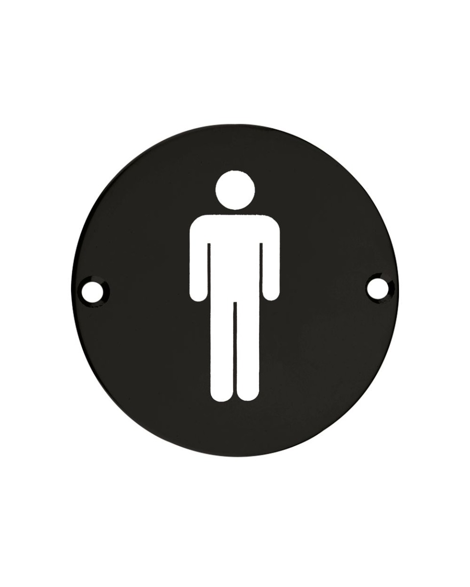 Zoo Hardware ZSS01-PCB Door Sign - Male - 76mm Dia - Powder Coated Matt Black