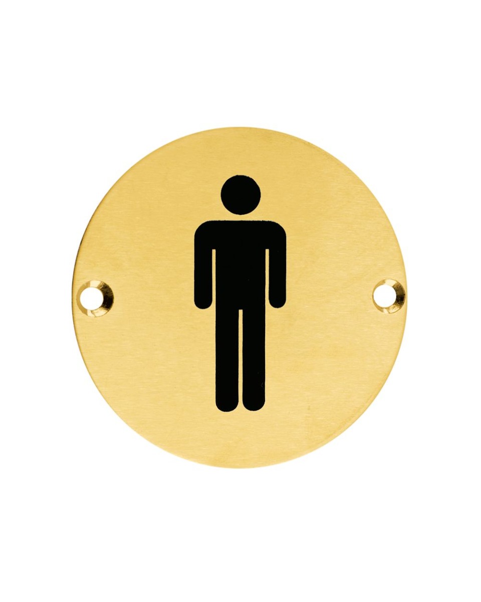 Zoo Hardware ZSS01-PVDSB Door Sign - Male - 76mm - Dia PVD Satin Brass
