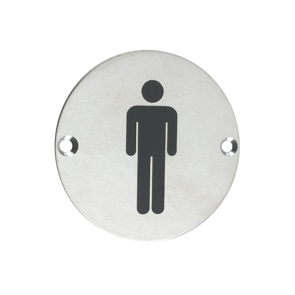Zoo Hardware ZSS01SS Door Sign - Male - 76mm dia Satin Stainless