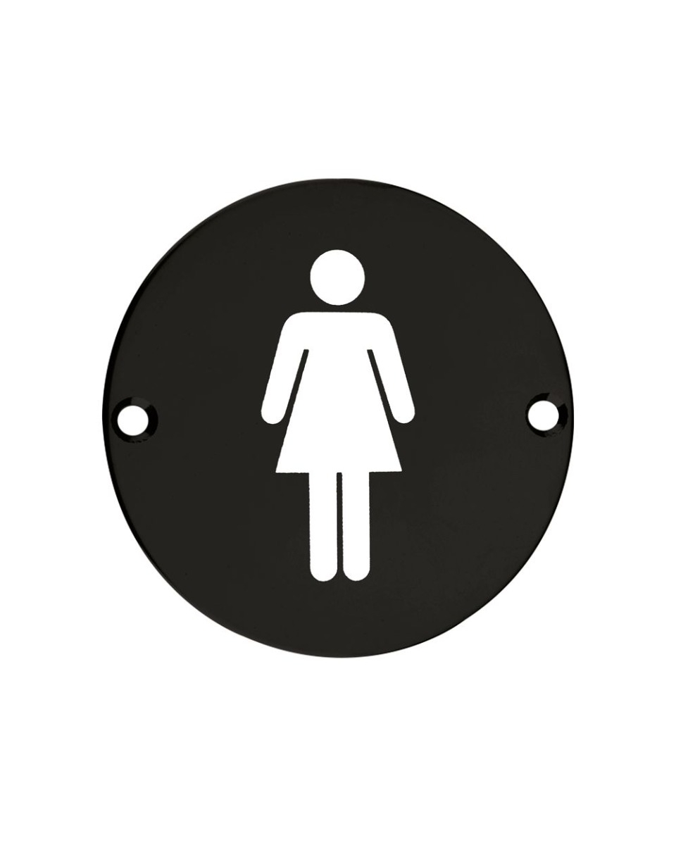 Zoo Hardware ZSS02-PCB Door Sign - Female - 76mm Dia - Powder Coated Matt Black
