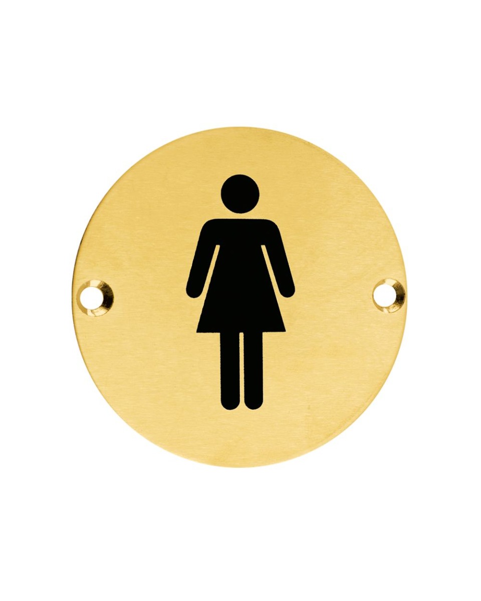 Zoo Hardware ZSS02-PVDSB Door Sign - Female - 76mm - Dia PVD Satin Brass