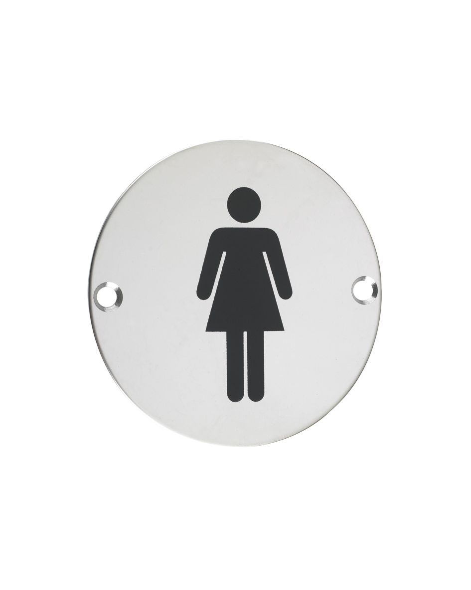 Zoo Hardware ZSS02PS Door Sign - Female - 76mm dia Polished Stainless