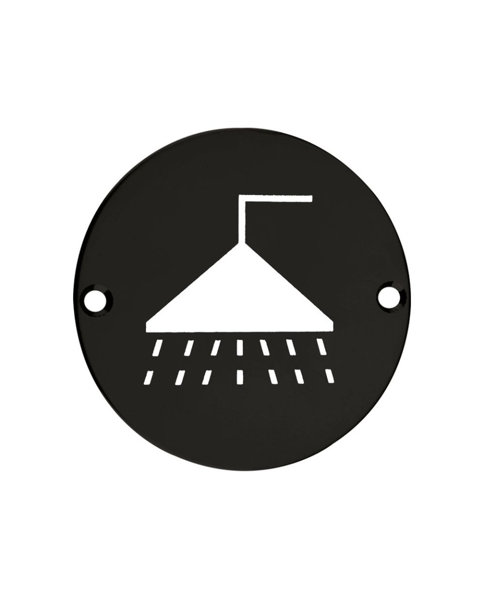 Zoo Hardware ZSS04-PCB Door Sign - Shower - 76mm Dia - Powder Coated Matt Black