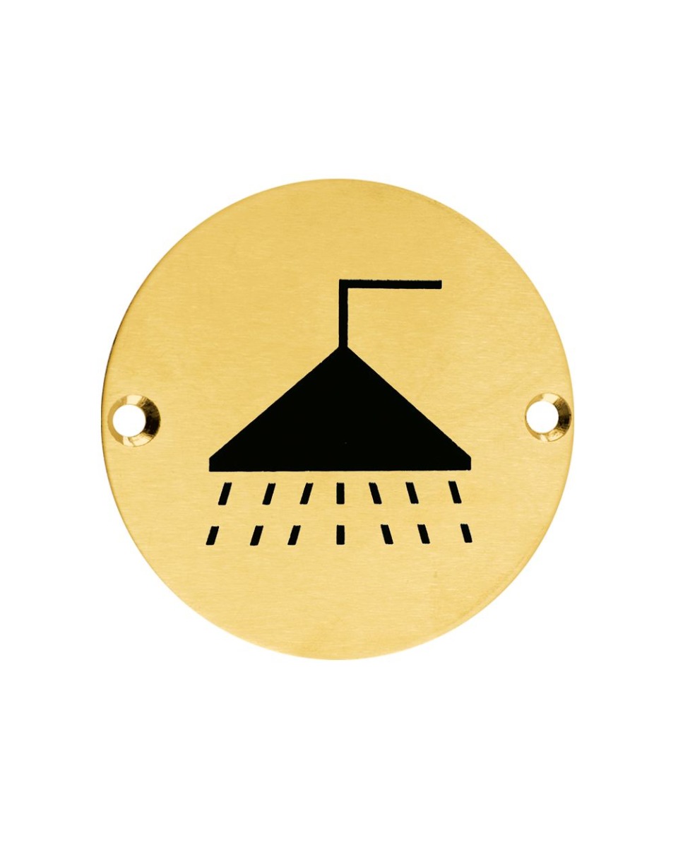Zoo Hardware ZSS04-PVDSB Door Sign - Shower - 76mm - Dia PVD Satin Brass