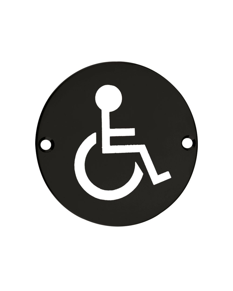 Zoo Hardware ZSS07-PCB Door Sign - Disabled - 76mm Dia - Powder Coated Matt Black