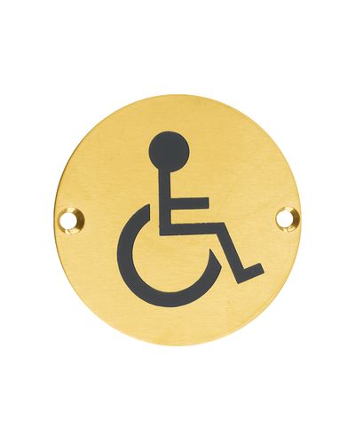Zoo Hardware ZSS07-PVDSB Door Sign - Disabled - 76mm - Dia PVD Satin Brass