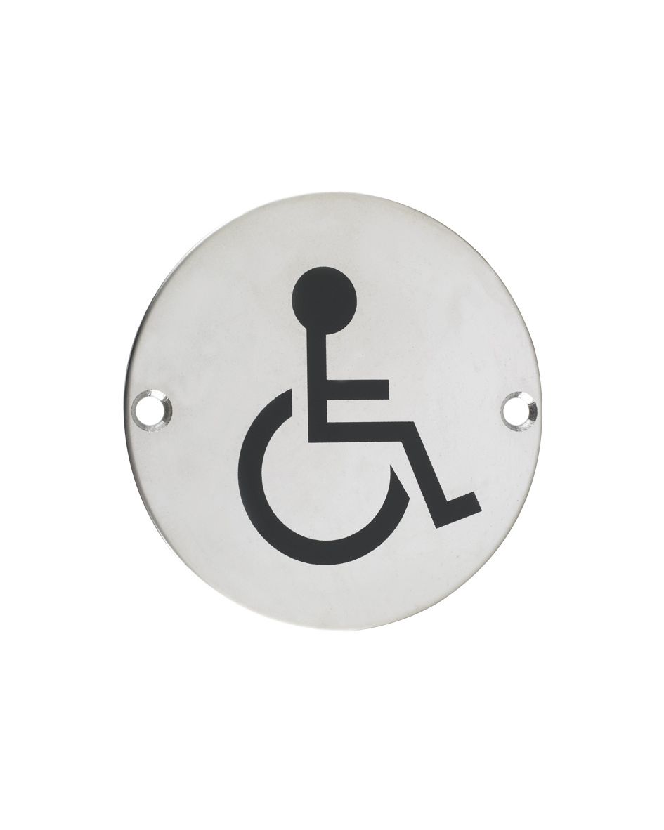 Zoo Hardware ZSS07PS Door Sign - Disabled - 76mm dia Polished Stainless