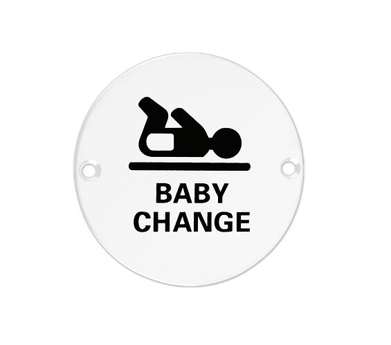 Zoo Hardware ZSS08-PCW Door Sign - Baby Change - 76mm - Powder Coated Matt White