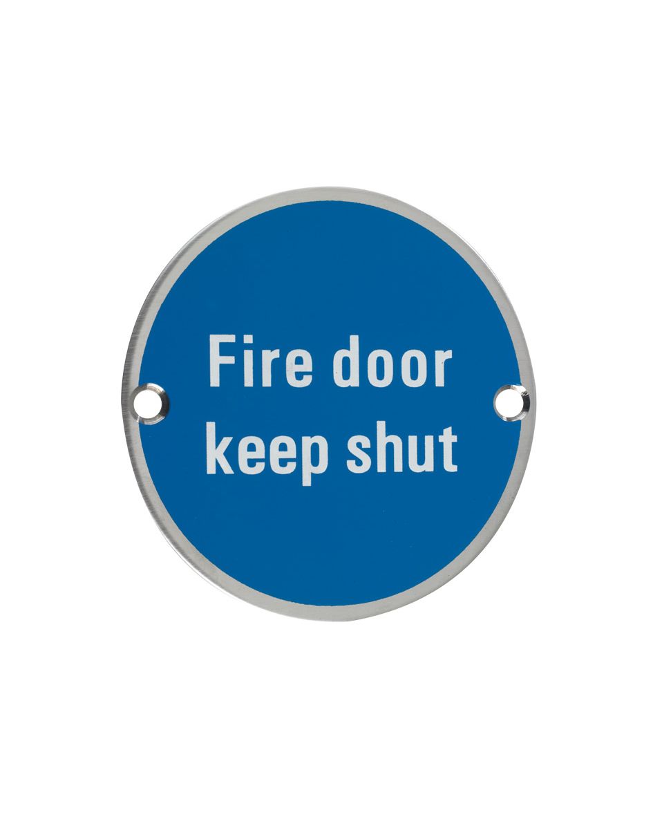 Zoo Hardware ZSS09SS Signage - Fire Door Keep Shut - 76mm dia Satin Stainless