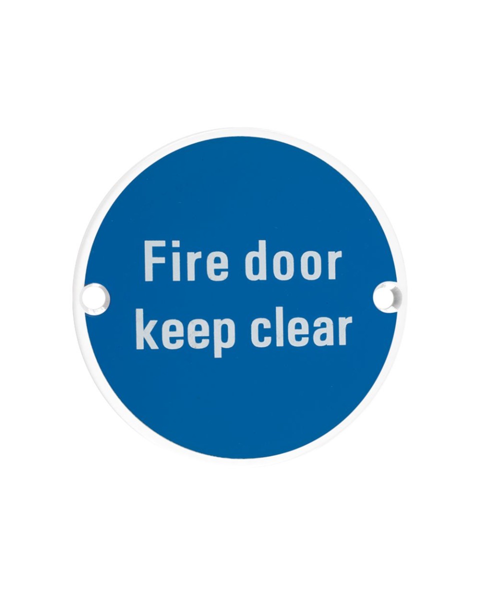 Zoo Hardware ZSS11-PCW Signage - Fire Door Keep Clear  - 76mm dia Powder Coated Matt White