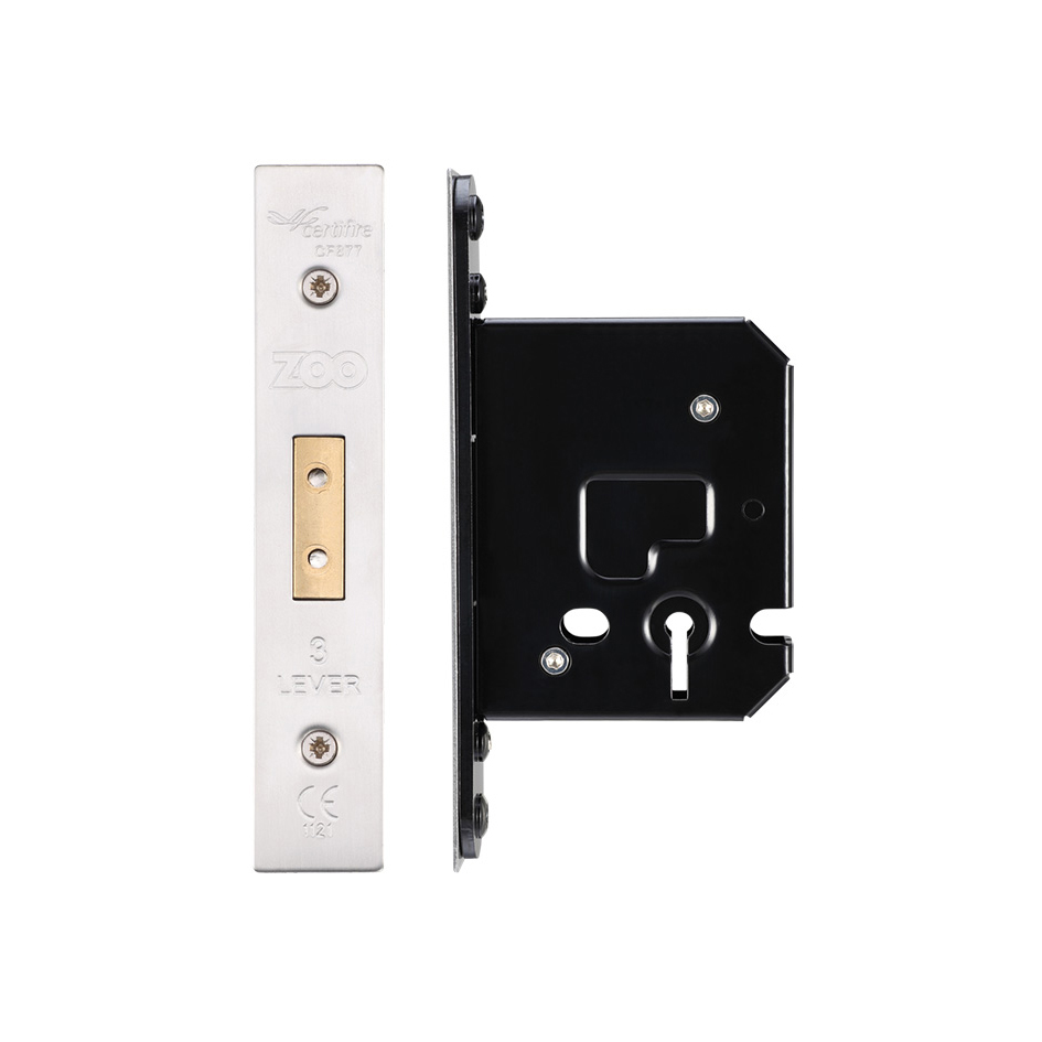 Zoo Hardware ZUKD364SS 3 Lever Dead Lock - 64mm C/W SSS Forend and Strike Satin Stainless