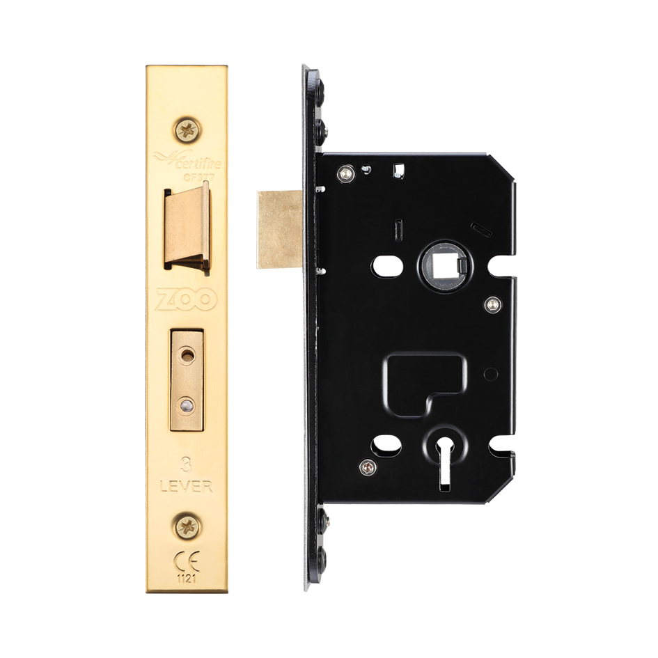 Zoo Hardware ZUKS364PVD 3 Lever Sash Lock - 64mm C/W PVD Forend and Strike Pvd