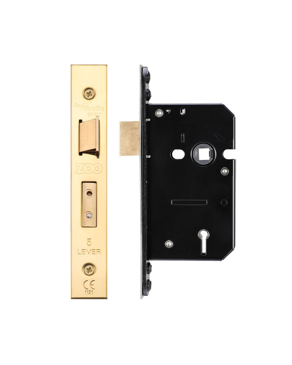 Zoo Hardware ZUKS564PVD 5 Lever Sash Lock - 64mm C/W PVD Forend and Strike Pvd
