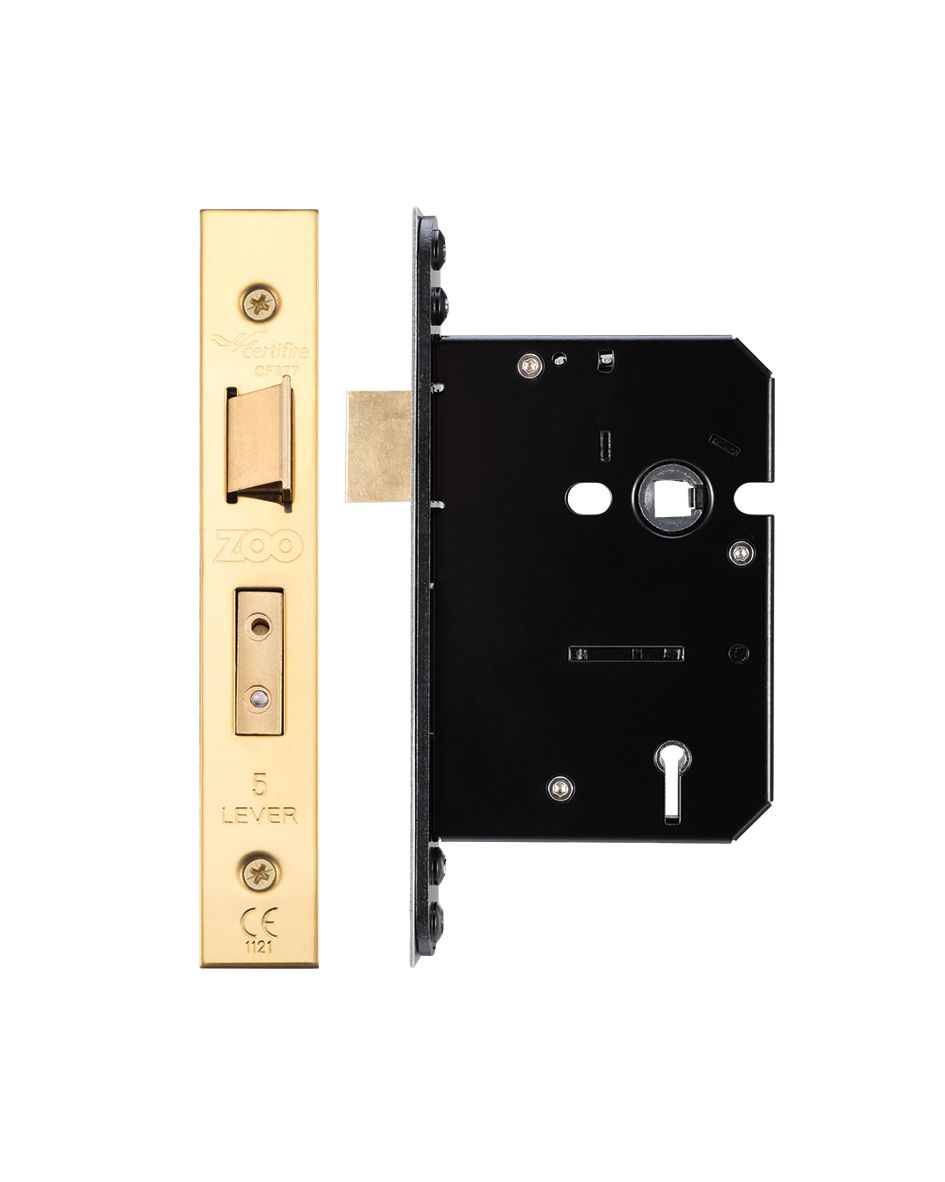Zoo Hardware ZUKS576PVD 5 Lever Sash Lock - 76mm C/W PVD Forend and Strike Pvd