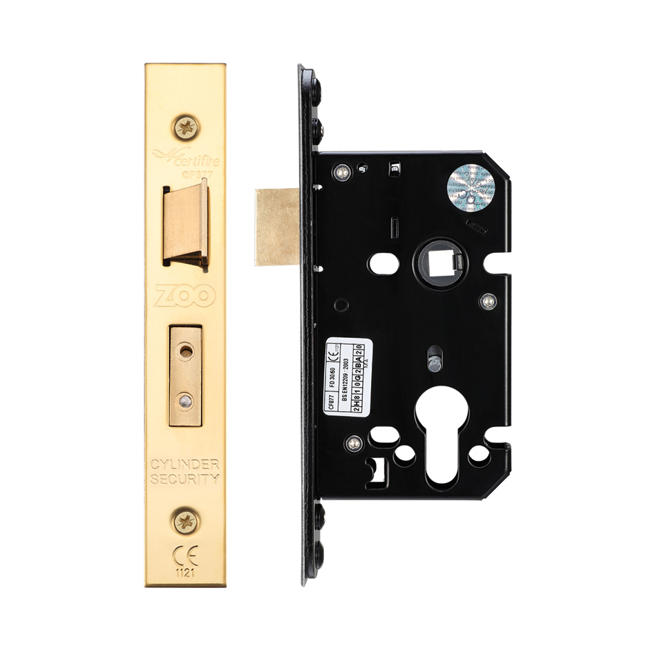 Zoo Hardware ZUKS64EPPVD Euro Profile Sash Lock - 64mm C/W PVD Forend and Strike Pvd
