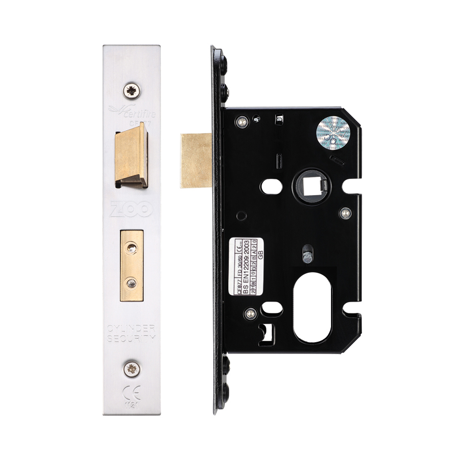 Zoo Hardware ZUKS64OPSS Oval Profile Sash Lock - 64mm C/W Stainless Steel Forend and Strike Satin Stainless