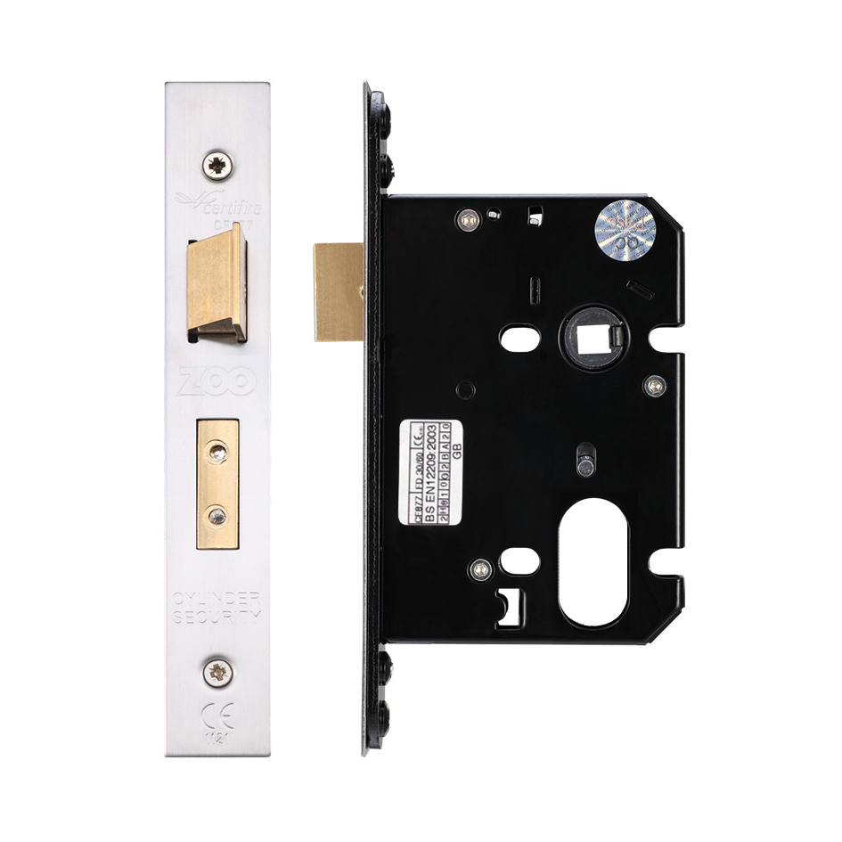Zoo Hardware ZUKS76OPSS Oval Profile Sash Lock - 76mm C/W SS Forend and Strike Satin Stainless