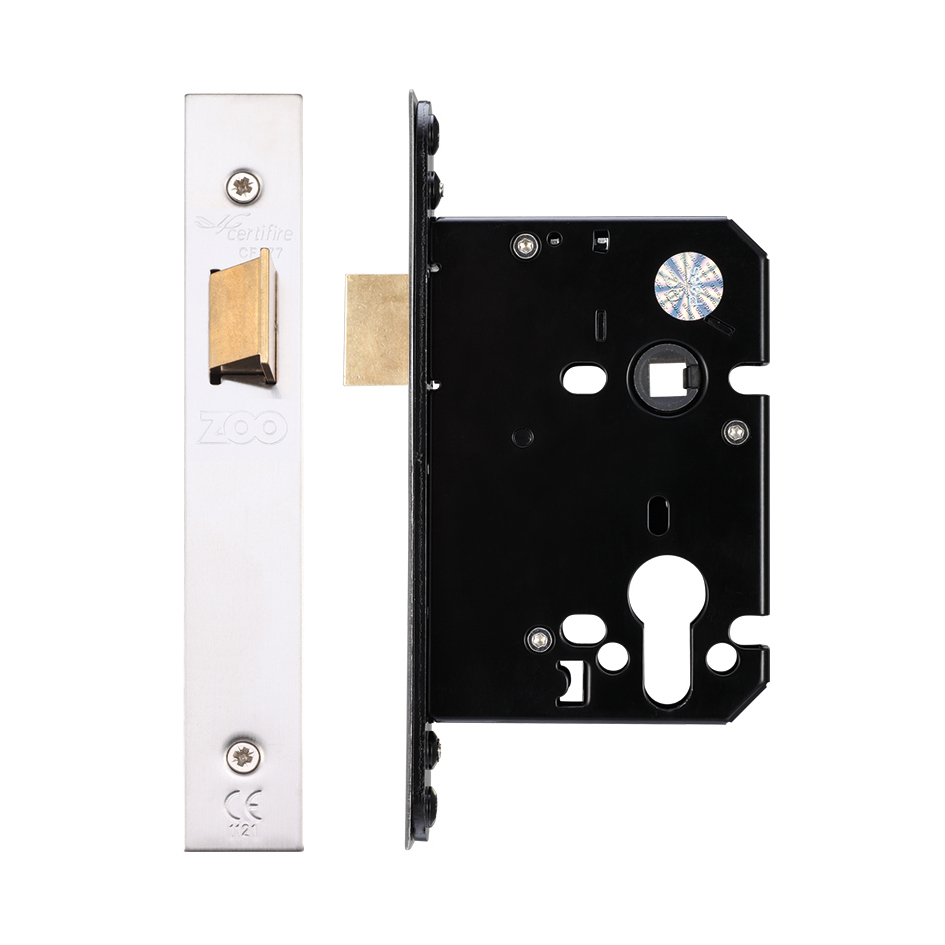 Zoo Hardware ZUKU76SS Upright Latch - 76mm C/W Stainless Steel Forend and Strike Satin Stainless