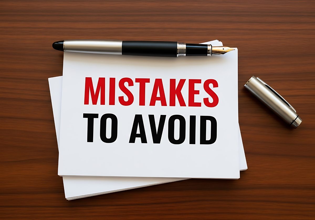 mistakes to avoid written on white paper on wooden table